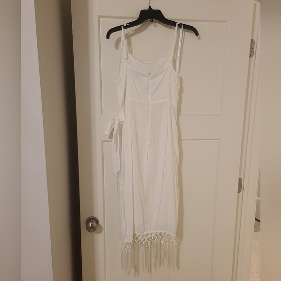 LuLus white faux wrap fringe midi beginning of bliss - Picture 4 of 4